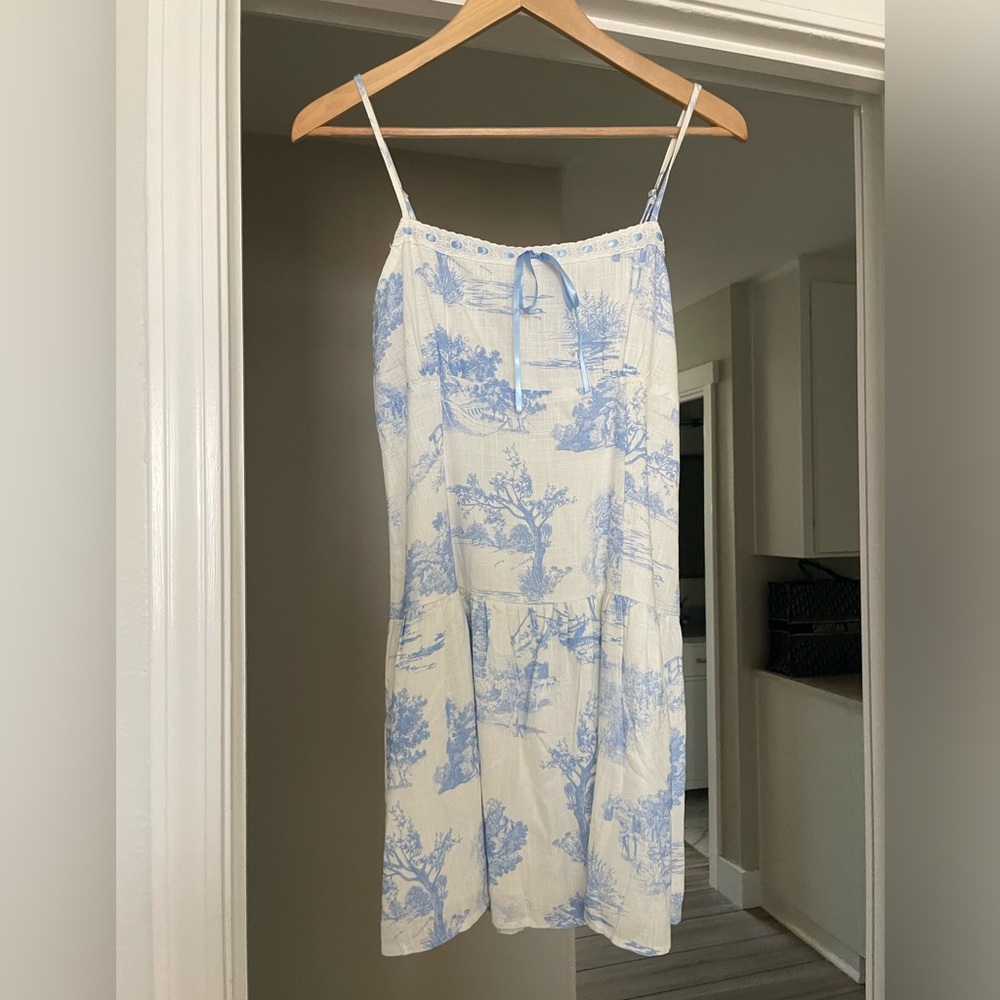Sky to Moon Blue and White Mini Dress